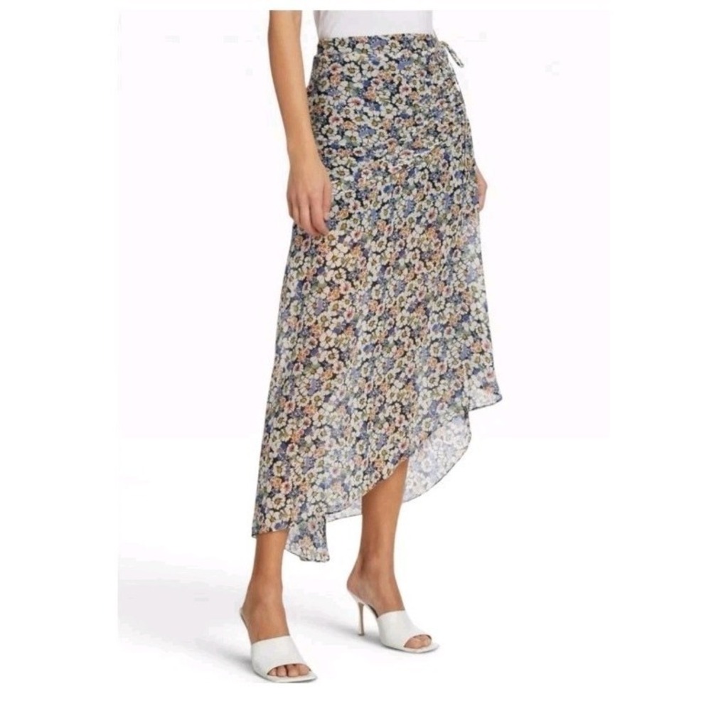 NWT Veronica Beard Lucien Silk Chiffon Front Zip Floral‎ Midi Skirt Size 2